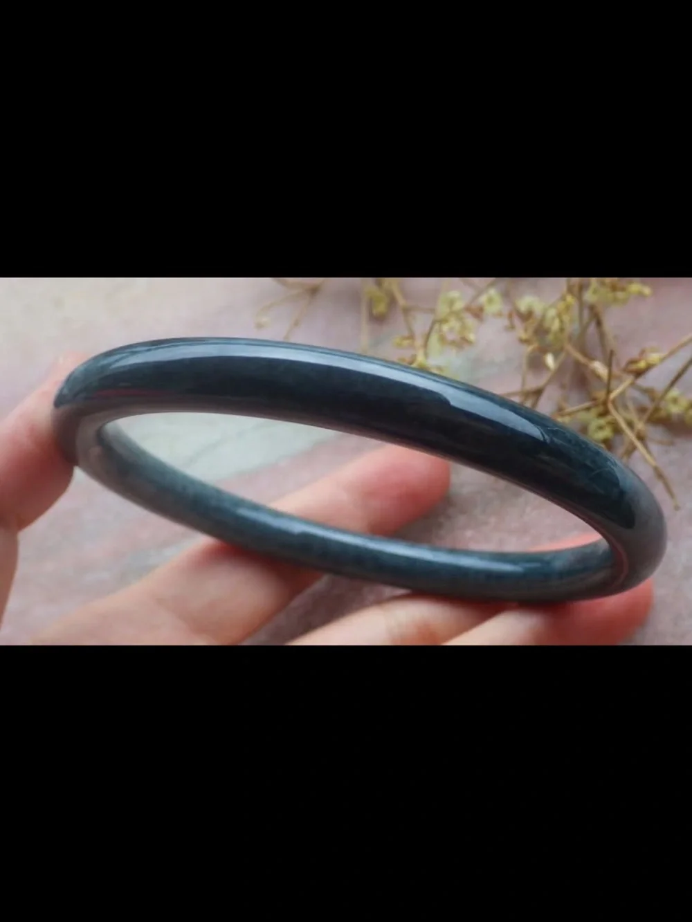 Elegant Jadeite jade dark green certificate luck bangle bracelet 70mm 8.5inches